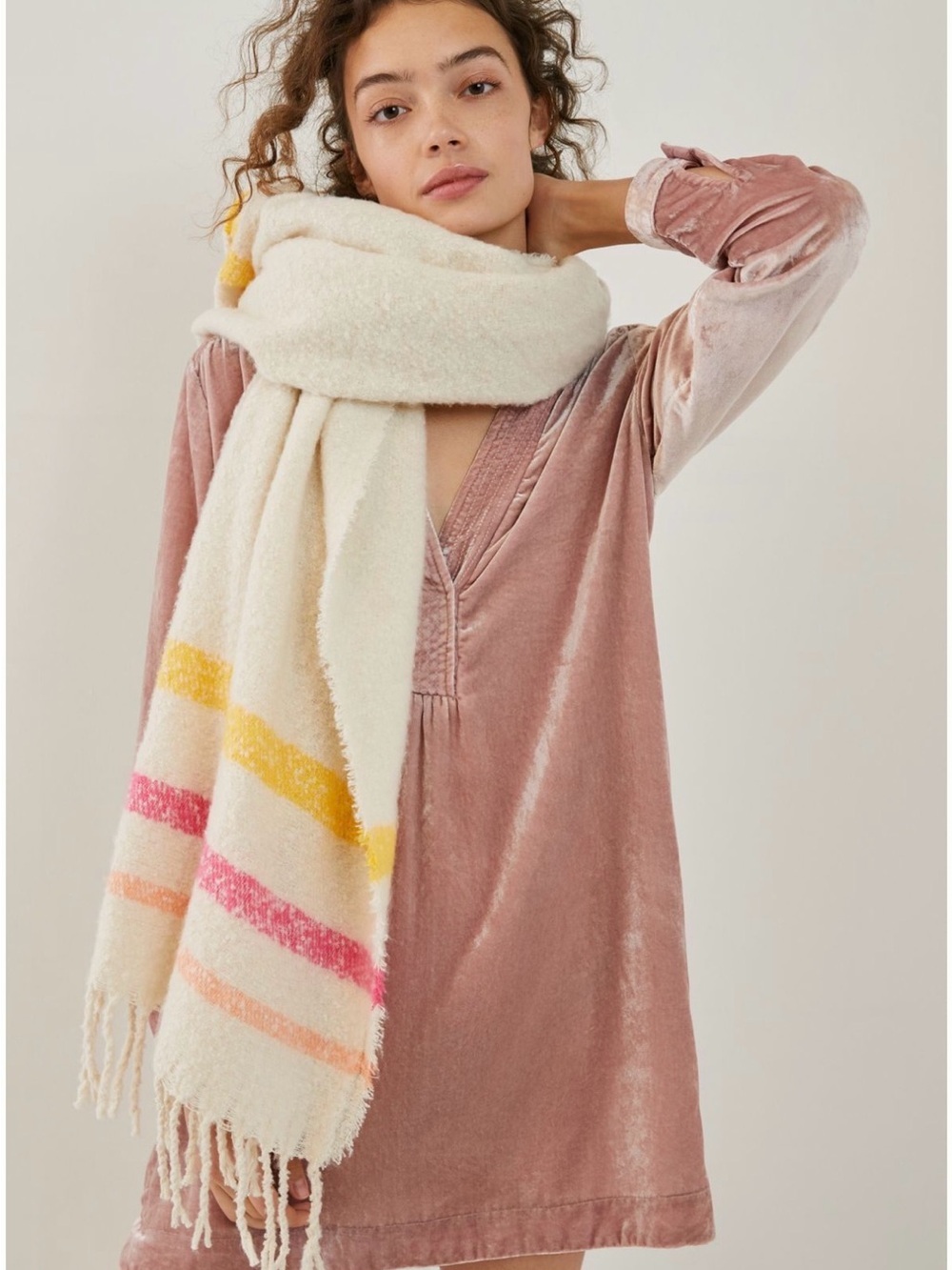 Anthropologie Melody Velvet Tunic Dress in Blush Size S